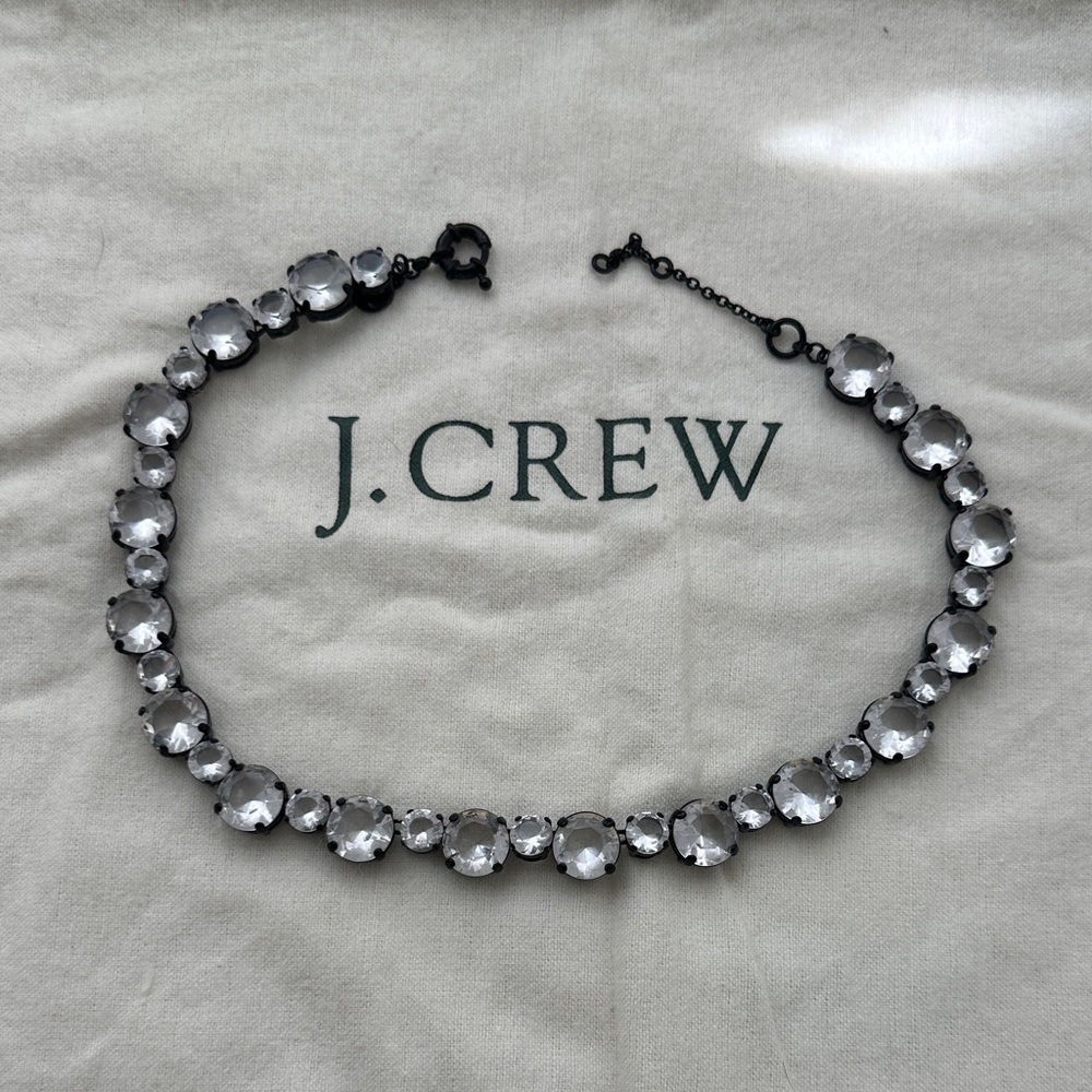 J. Crew Black and Silver Crystal Necklace